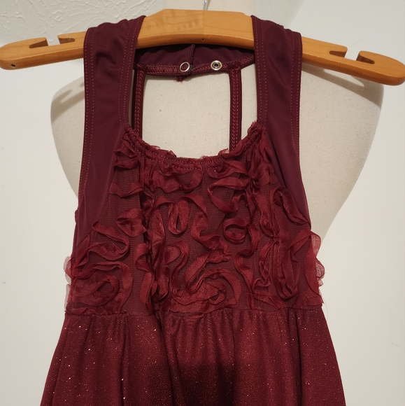 Weissman Girls Maroon Glitter Halter Dress Dance Costume || Large - Picture 6 of 11